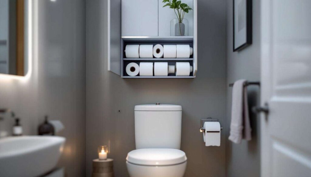 How To Store Toilet Paper In A Half-Bath With A Built-In Solution